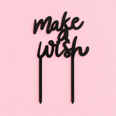 Make a Wish | Cake Topper | Black